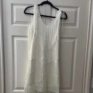 Elegant White Fringe Dress